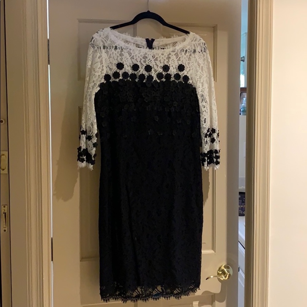 NUE by Shani Black and White Floral Lace Dress
